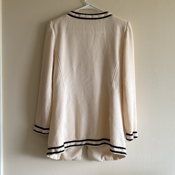 St. John Collection Cream/Black Knit Duster Tweed Sweater Jacket - Picture 2 of 10